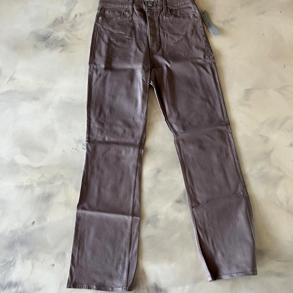 Hudson Jeans Coated Waxed Denim Straight Leg Dark Tan NWT Sz 34